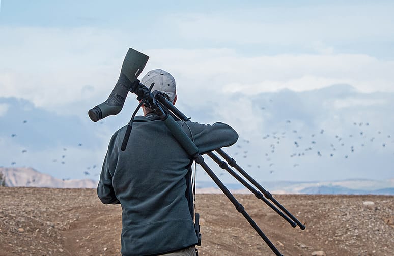 Yoav on the lookout for birds with his scope